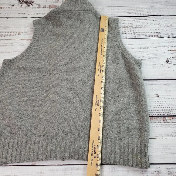 Eddie Bauer Sweater Vest Women XL Gray Faux Fur Trim Zip Wool Alpaca Blend Cabin - Picture 7 of 14